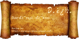Darányi Ákos névjegykártya